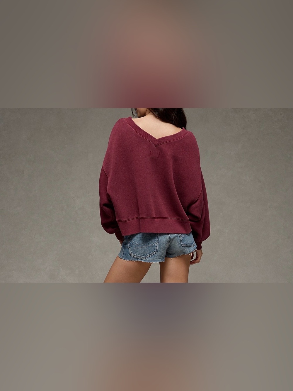 AE American Eagle XL burgundy double V sweatshirt NEW - Picture 2 of 5